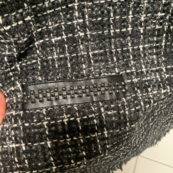 NWT Zara Black Tweed Leather Trim Dress Size S - Picture 3 of 6